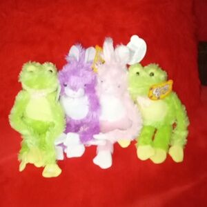 Cuddle Cousins Colorful Posable Plush Toys Set Of 4  Easter Basket Toys Gift
